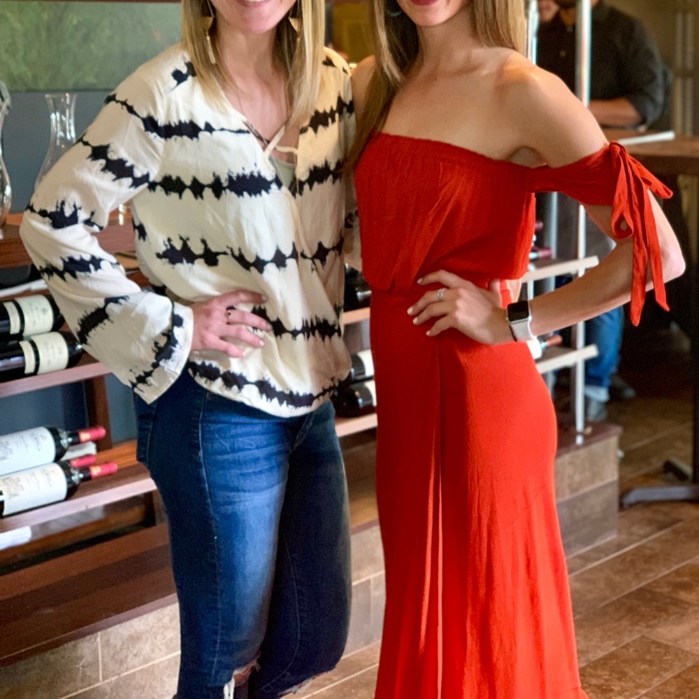 Vici Red Off the Shoulder Maxi Dress